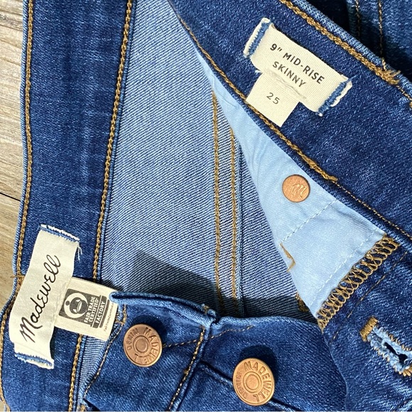 Madewell 9" Mid-Rise Skinny Open Button Fly Roller Jeans Women's Size 25 - Picture 5 of 11